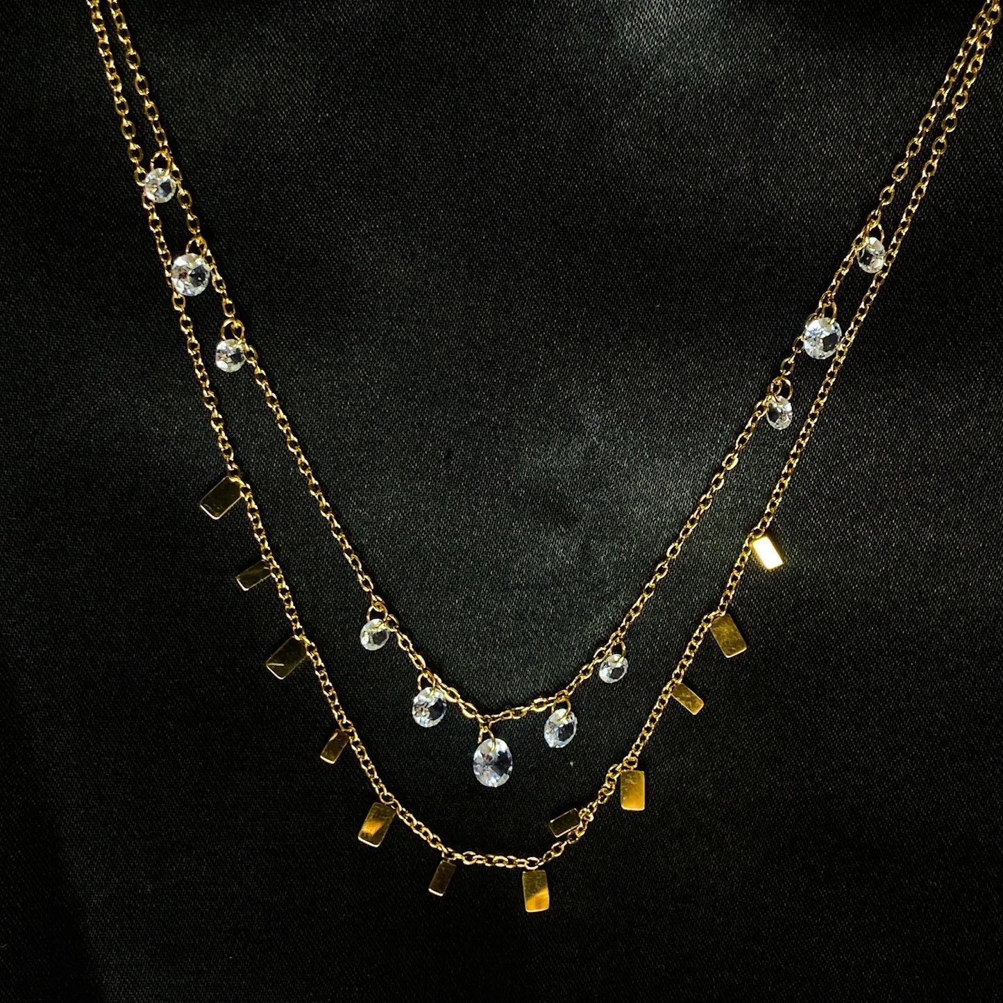 Tara Twin Layer Dainty Gold Necklace