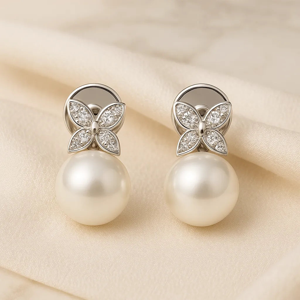 Aarna Pearl Whisper Earrings – Dainty Butterfly & amp - Everray.in