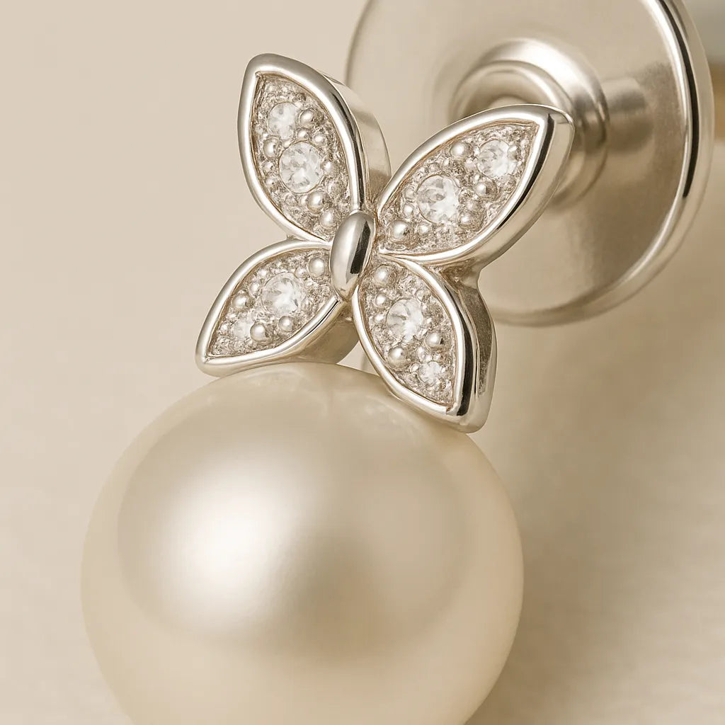 Aarna Pearl Whisper Earrings – Dainty Butterfly & amp - Everray.in