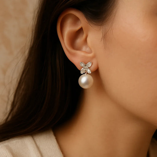 Aarna Pearl Whisper Earrings – Dainty Butterfly & amp - Everray.in