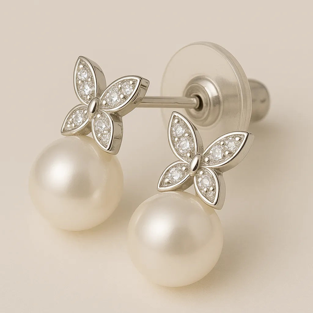 Aarna Pearl Whisper Earrings – Dainty Butterfly & amp - Everray.in