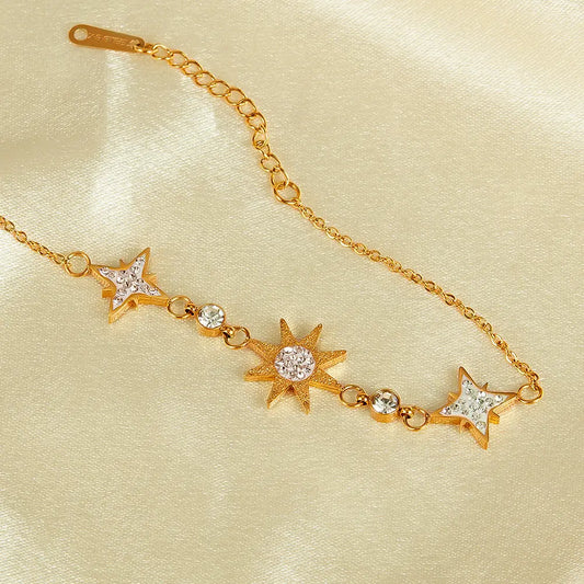 Celestial Gold-Plated Star Bracelet – Hypoallergenic, Crystal Charm