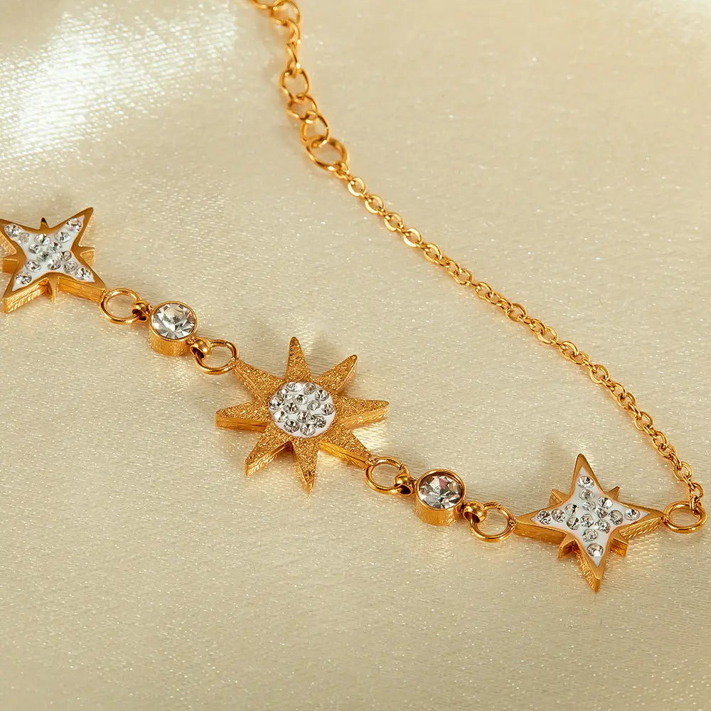 Celestial Gold-Plated Star Bracelet – Hypoallergenic, Crystal Charm