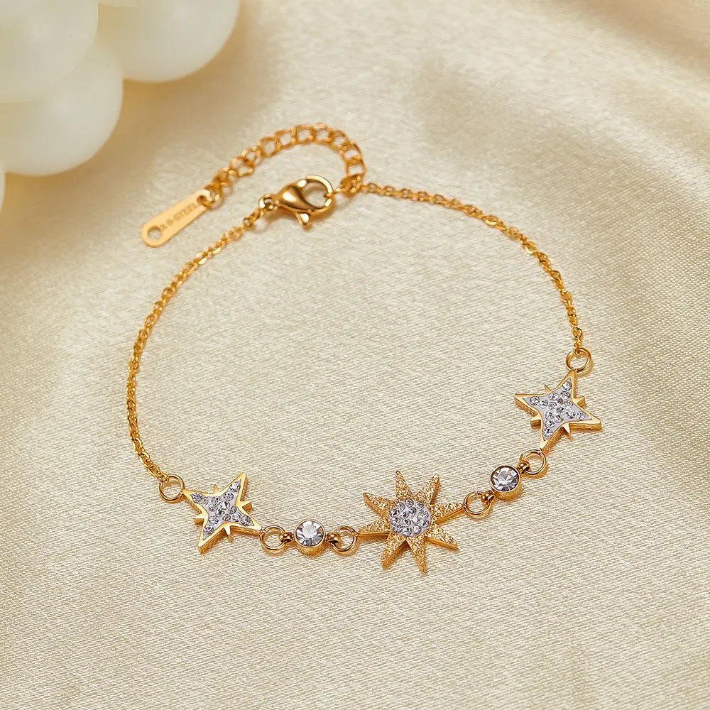 Celestial Gold-Plated Star Bracelet – Hypoallergenic, Crystal Charm