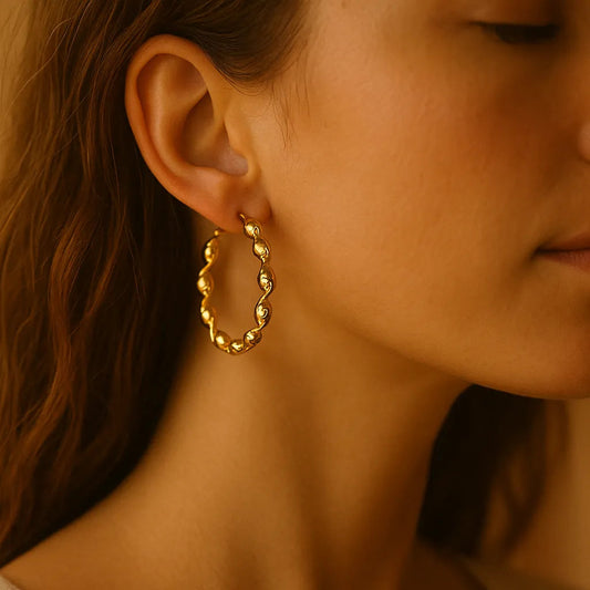 Gold-Plated Twisted Hoop Earrings – Lightweight Daily Wear | Hypoallergenic & Anti-Tarnish