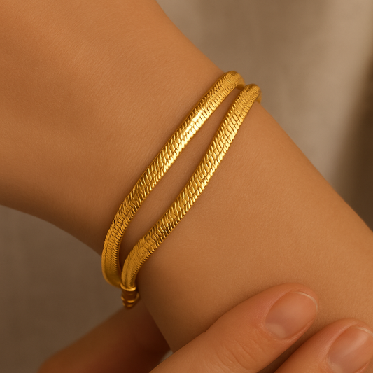 Double Layer Gold Bracelet – Elegant Adjustable Chain for Women
