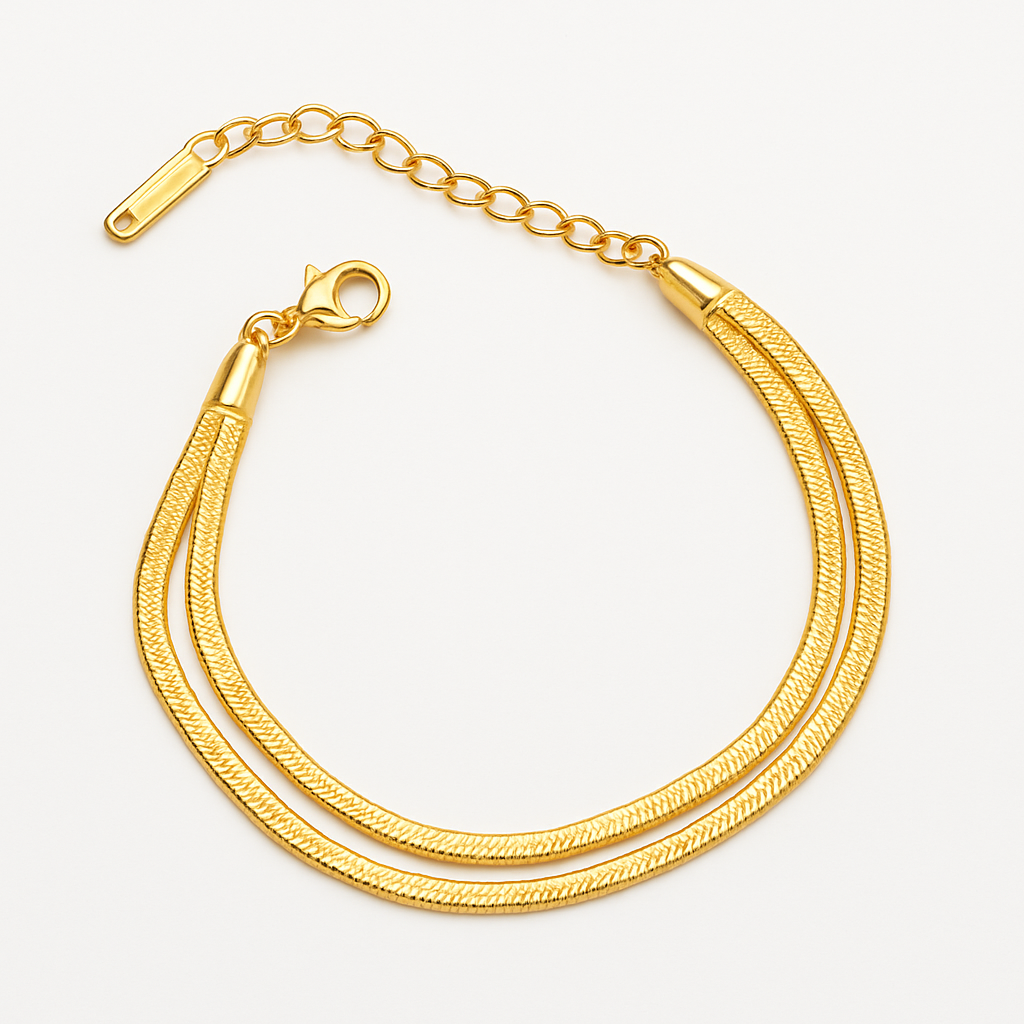Double Layer Gold Bracelet – Elegant Adjustable Chain for Women
