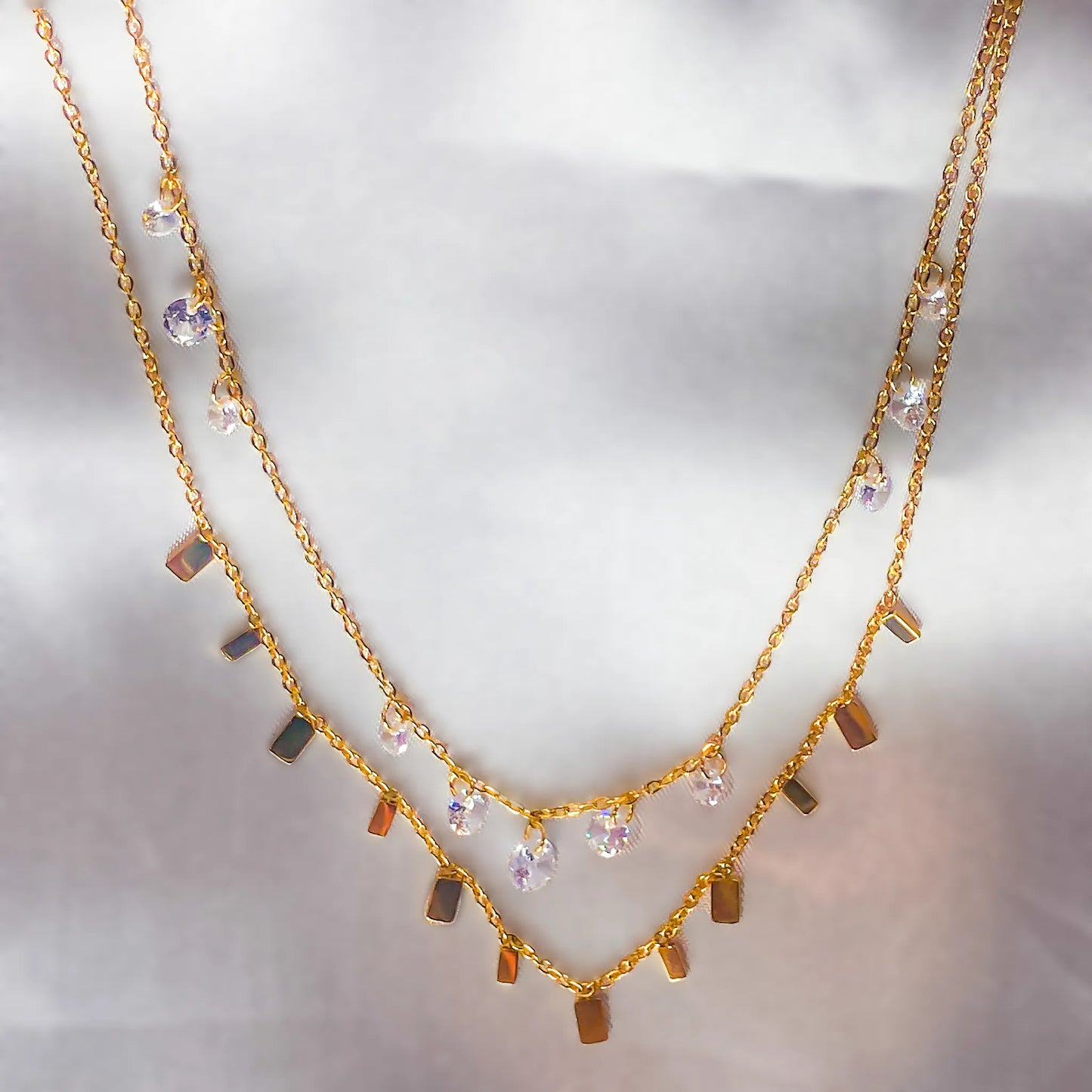 Tara Twin Layer Dainty Gold Necklace