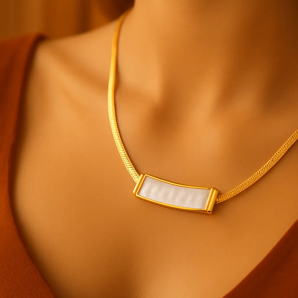 Elegant Gold-Plated Choker with Mother of Pearl Accent - Everray.in