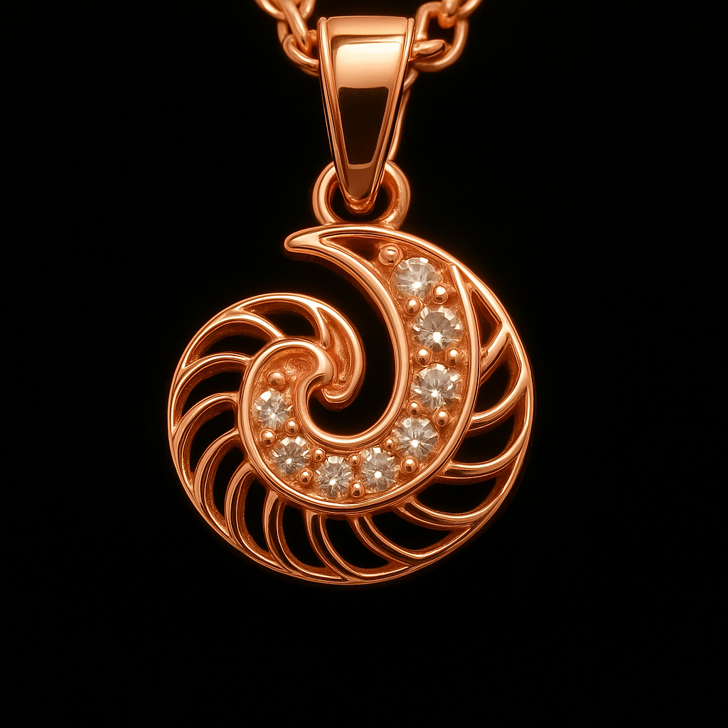 Elegant Rosegold Gold Spiral Jewelry Set – Pendant Necklace & Stud Earrings with Crystal Accents - Everray.in