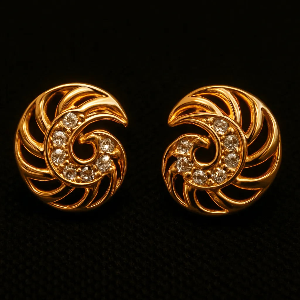 Elegant Rosegold Gold Spiral Jewelry Set – Pendant Necklace & Stud Earrings with Crystal Accents - Everray.in