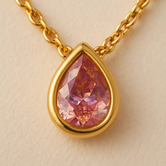 Blush Radiance Teardrop Necklace - Everray.in