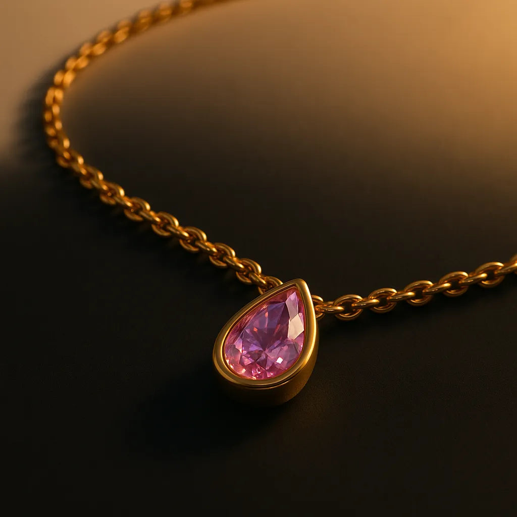 Blush Radiance Teardrop Necklace - Everray.in
