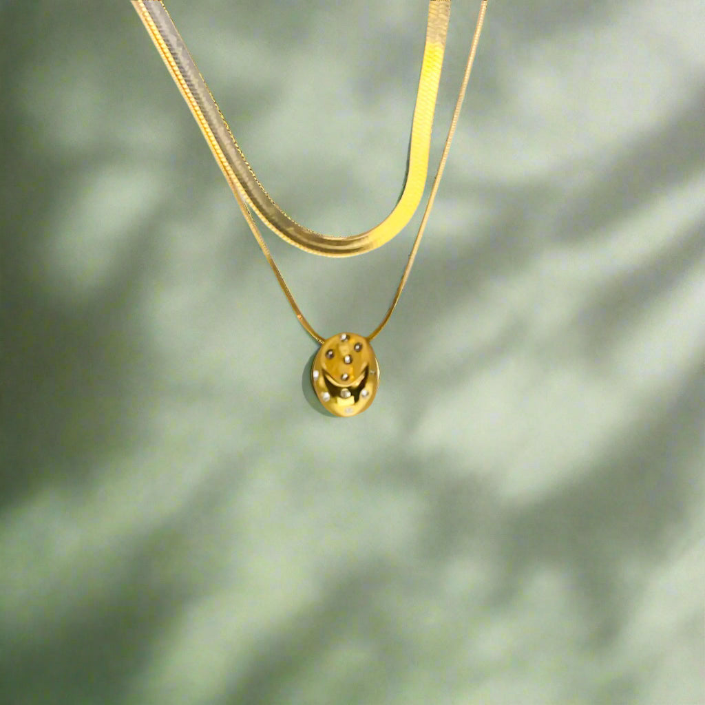 Glow Up Pendant Double Layered Necklace