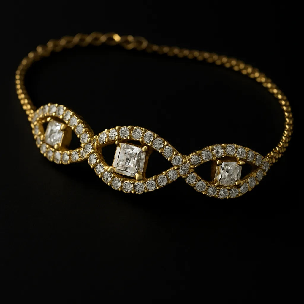 Infinity Gold Bracelet with Sparkling Crystals | Elegant Statement Jewelry
