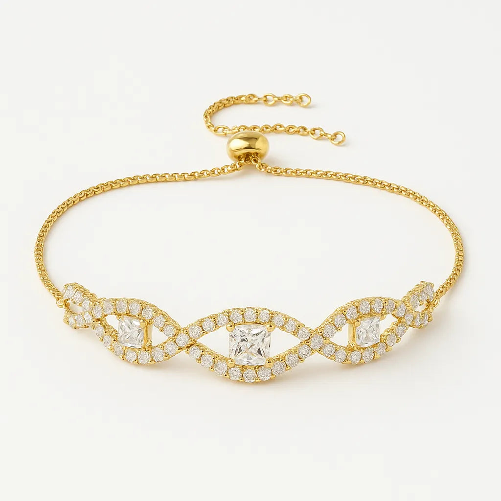 Infinity Gold Bracelet with Sparkling Crystals | Elegant Statement Jewelry