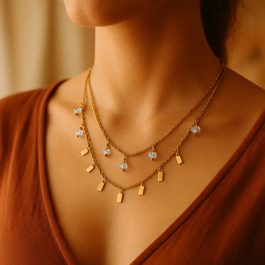 Tara Twin Layer Dainty Gold Necklace