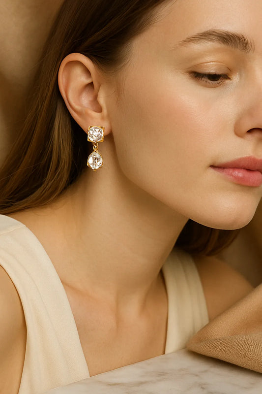 Nayana Dainty Gold Drop Earrings - Everray.in