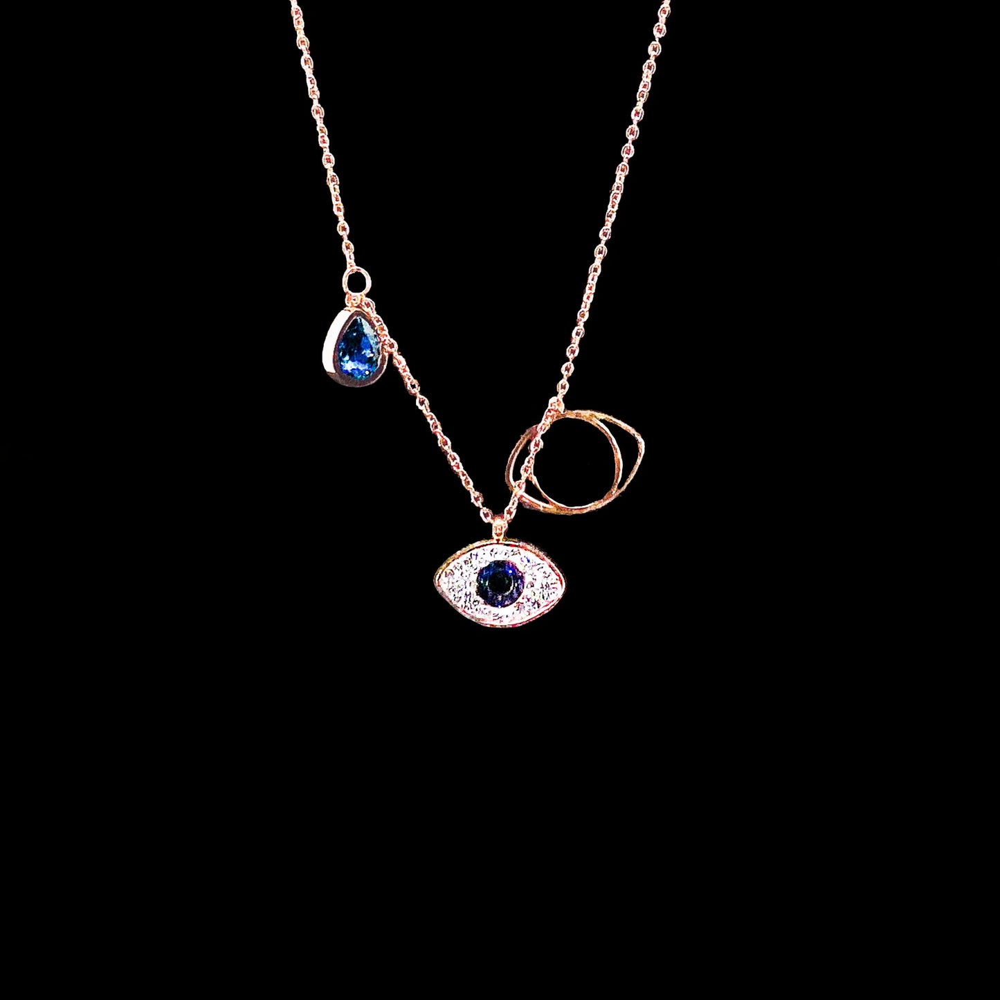 Nazar: Midnight Mirage Necklace Dark bg Shot by everray.in