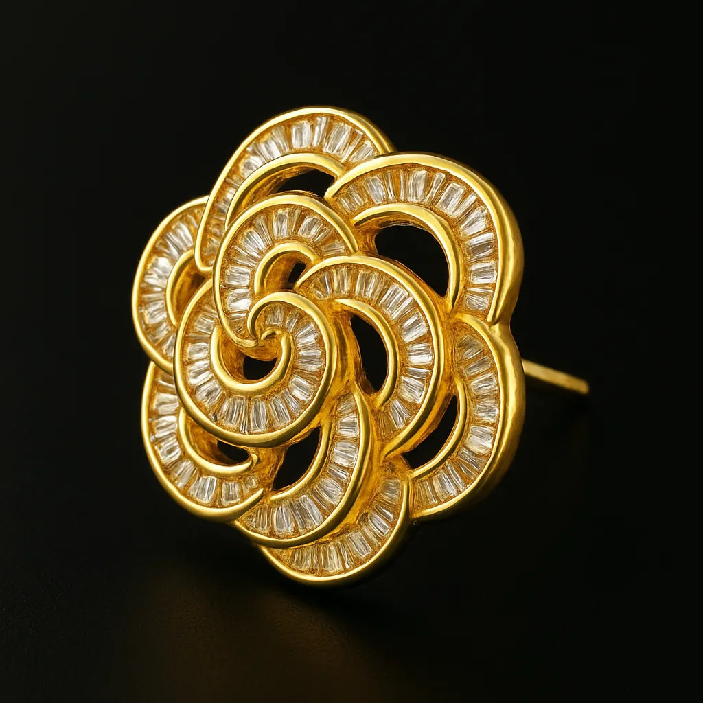 Radiant Rose Crystal Earrings – Gold-Plated Floral Sparkle - Everray.in