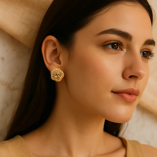 Radiant Rose Crystal Earrings – Gold-Plated Floral Sparkle - Everray.in