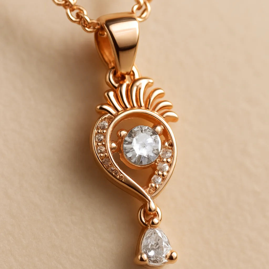 Tejasvi Gold-Toned Paisley Pendant with Sparkling CZ Stones - Everray.in