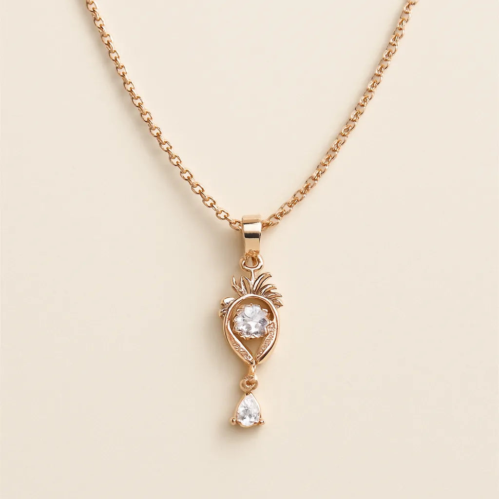 Tejasvi Gold-Toned Paisley Pendant with Sparkling CZ Stones - Everray.in
