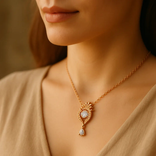 Tejasvi Gold-Toned Paisley Pendant with Sparkling CZ Stones - Everray.in