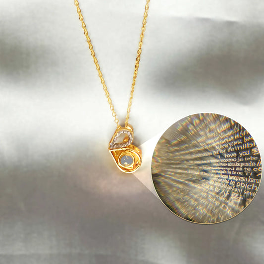 I Love You in 100 Languages – Gold Projection Pendant Necklace