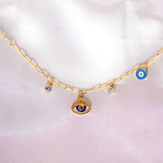 Gold Evil Eye Charm Bracelet