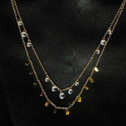 Tara Twin Layer Dainty Gold Necklace