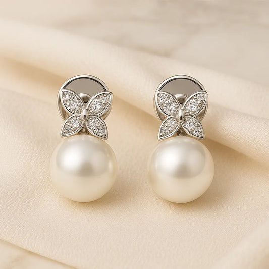 Aarna Pearl Whisper Earrings – Dainty Butterfly & amp - Everray.in