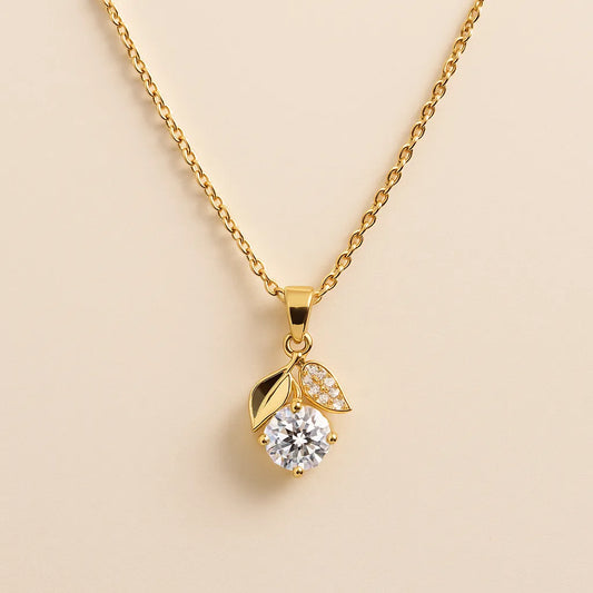 Bloom Leaf Pendant Necklace with Sparkling Solitaire - Everray.in