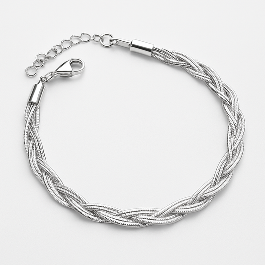 Braided Silver Bracelet for Women – Elegant, Anti-Tarnish Jewelry