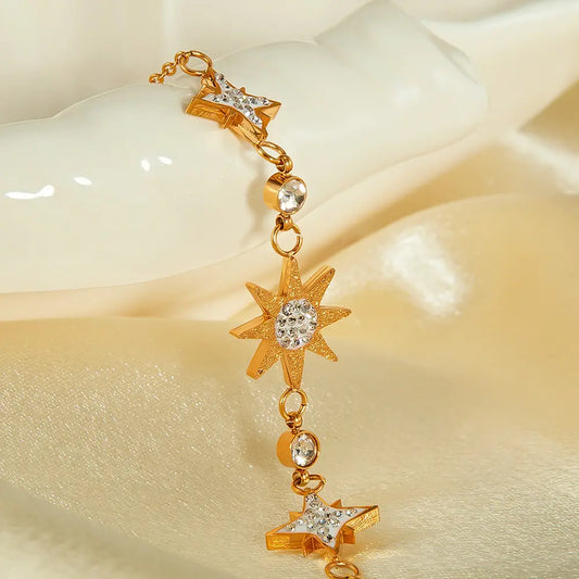 Celestial Gold-Plated Star Bracelet – Hypoallergenic, Crystal Charm