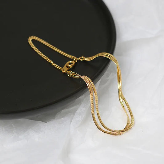 Double Layer Gold Bracelet – Elegant Adjustable Chain for Women