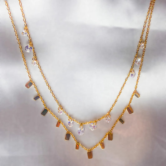 Tara Twin Layer Dainty Gold Necklace
