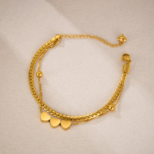 Gold Heart Charm Bracelet