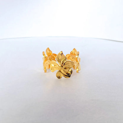 Gold Flower Statement ring by everray on a white background