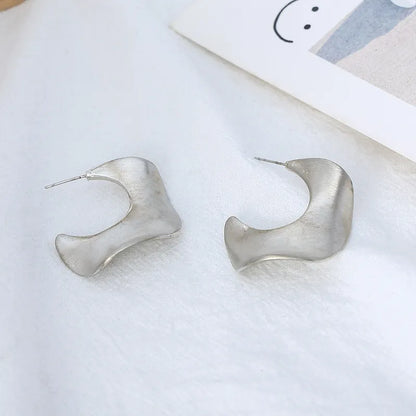 Lunar Drape Textured Silver Hoops