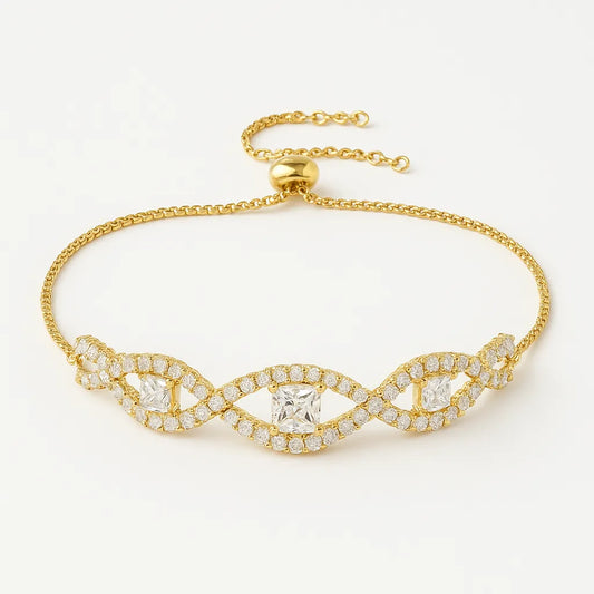 Infinity Gold Bracelet with Sparkling Crystals | Elegant Statement Jewelry