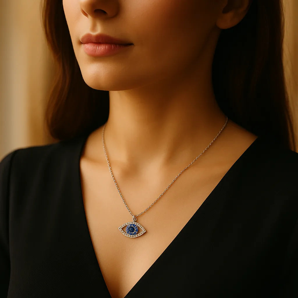 Sapphire Evil-Eye Necklace - Everray.in