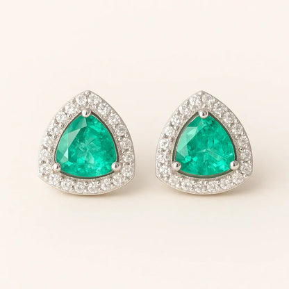 Trinity Gleam – Emerald & Diamond Studs - Everray.in