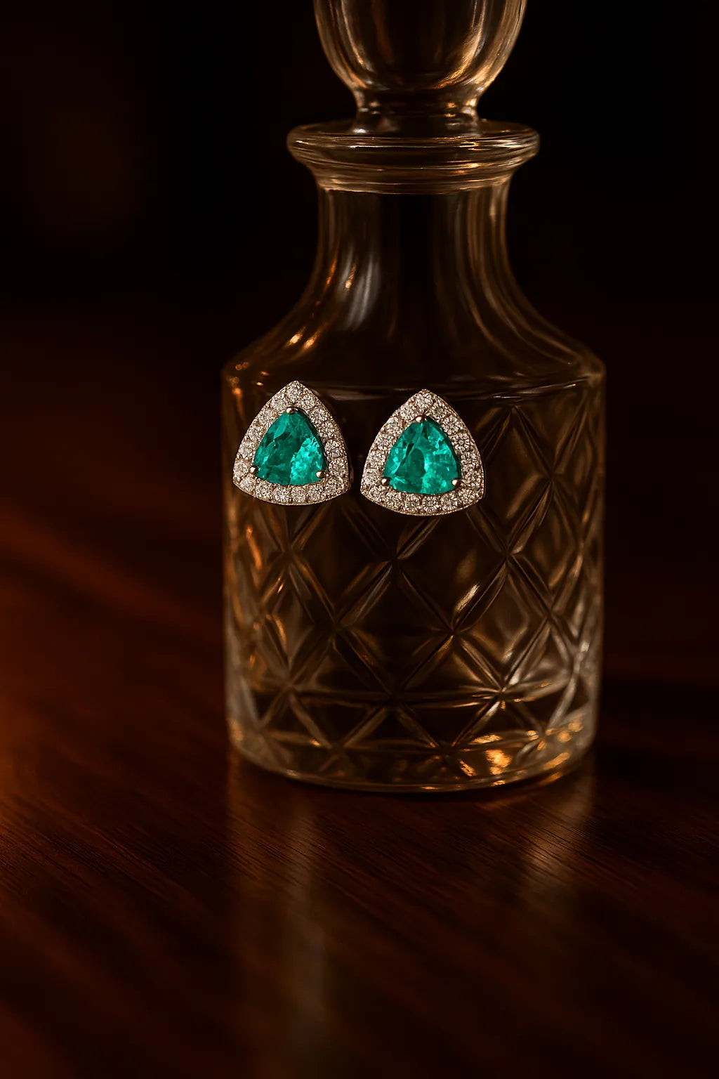 Trinity Gleam – Emerald & Diamond Studs - Everray.in