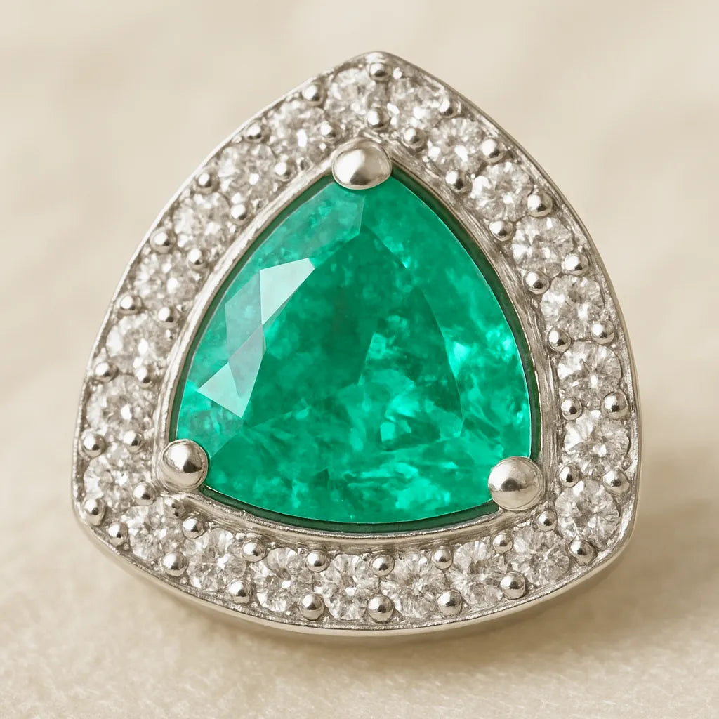 Trinity Gleam – Emerald & Diamond Studs - Everray.in