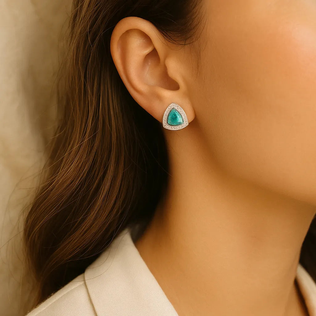 Trinity Gleam – Emerald & Diamond Studs - Everray.in